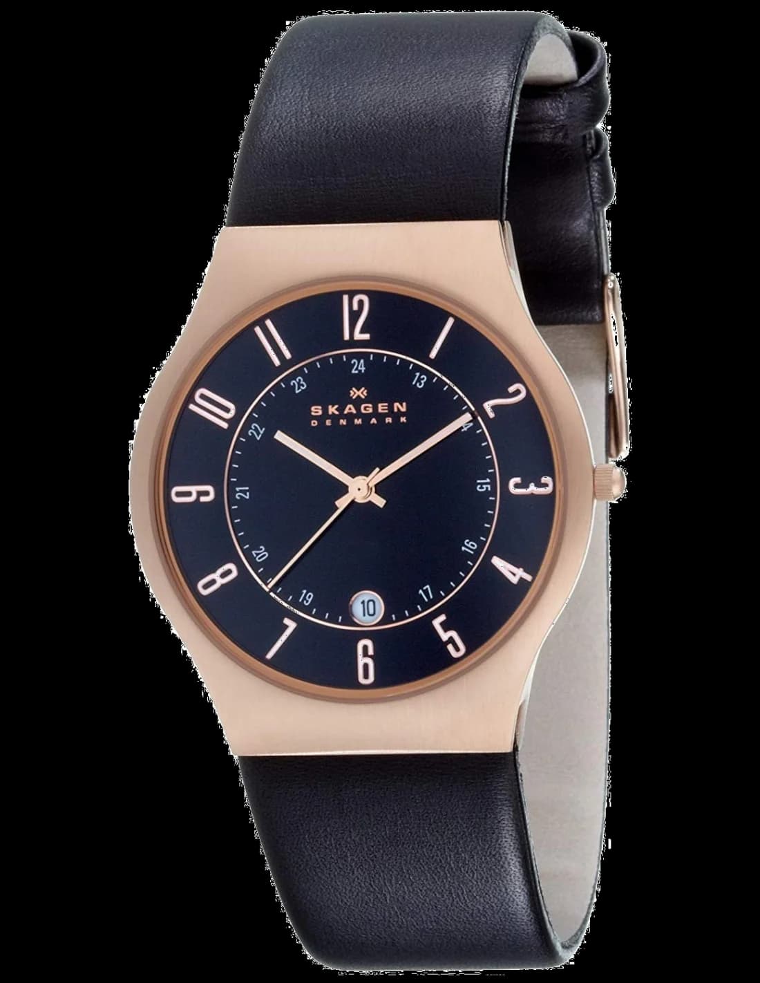 Skagen 233XXLRLB Rose Gold Case and Leather Strap Men's Watch vue 2