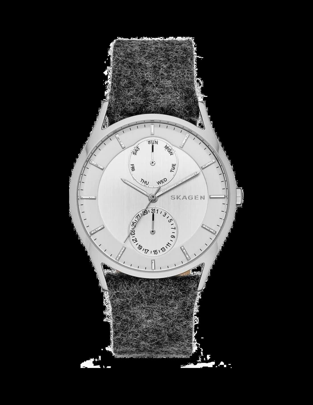 Skagen SKW6238 Grey Fabric and Leather Strap Men's Watch vue 2