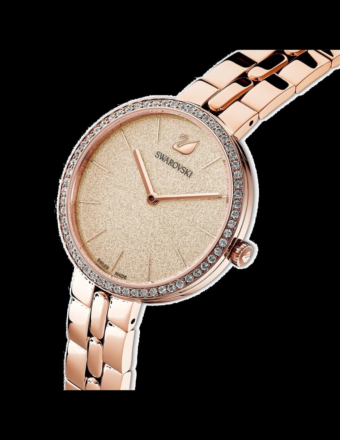 Gros plan sur le cadran or rose de la Swarovski 5517800
