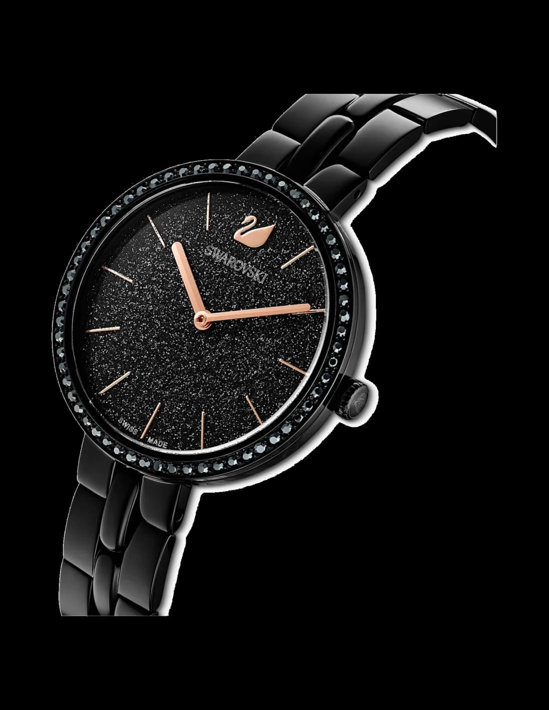 Gros plan sur le cadran noir de la Swarovski 5547646