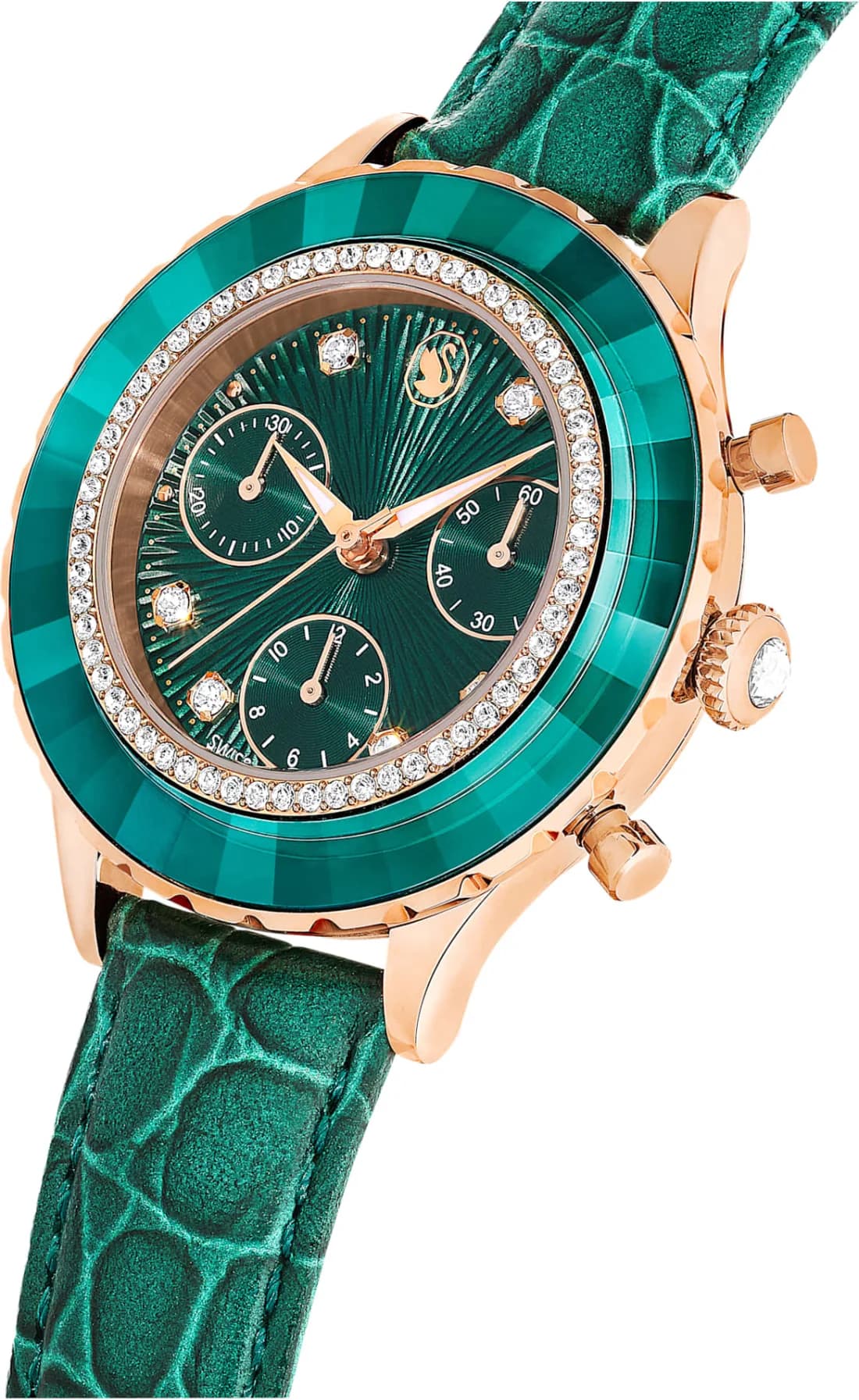 Gros plan sur le cadran vert de la Swarovski 5672931