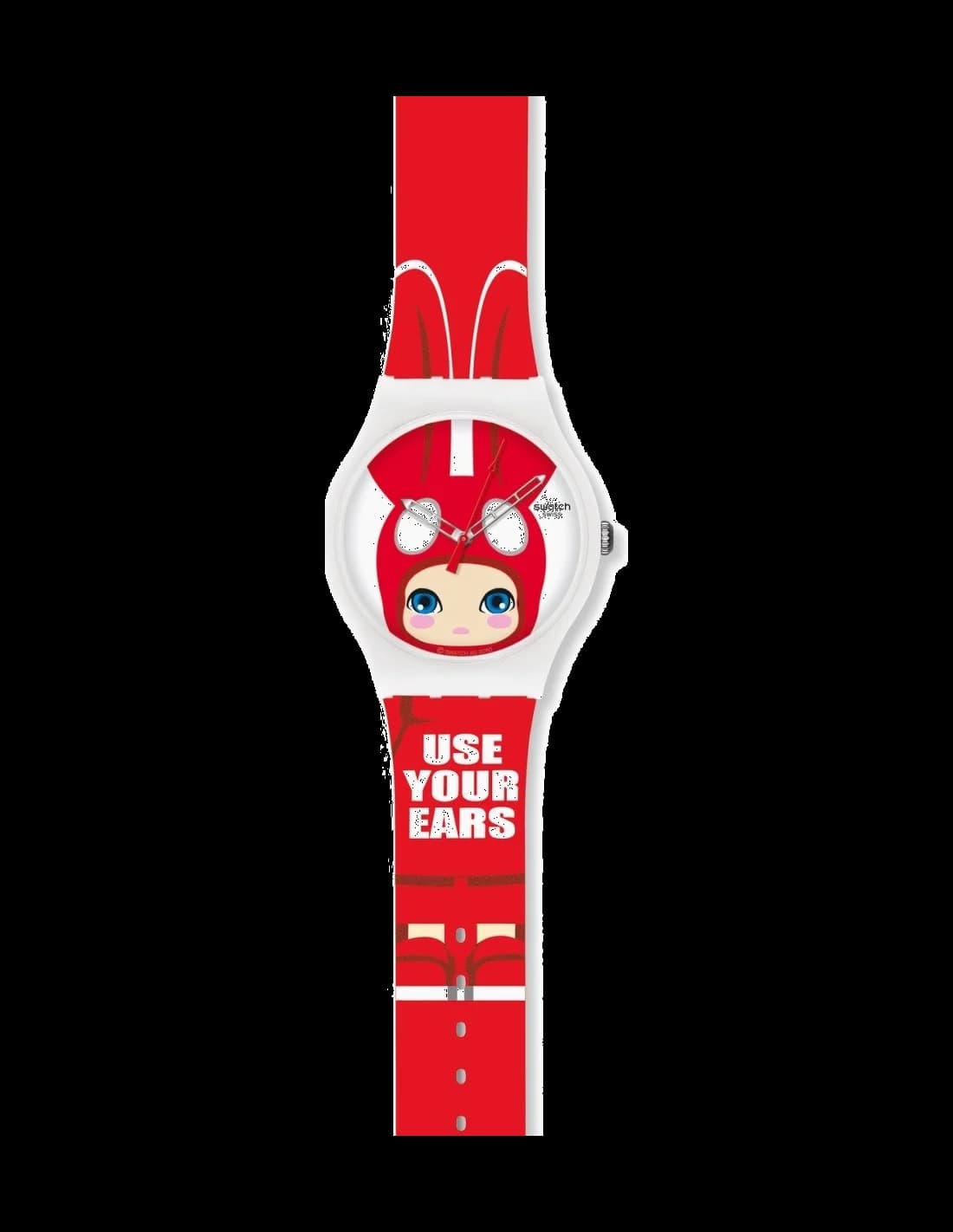 Swatch SUOZ114 vue de côté, bracelet silicone