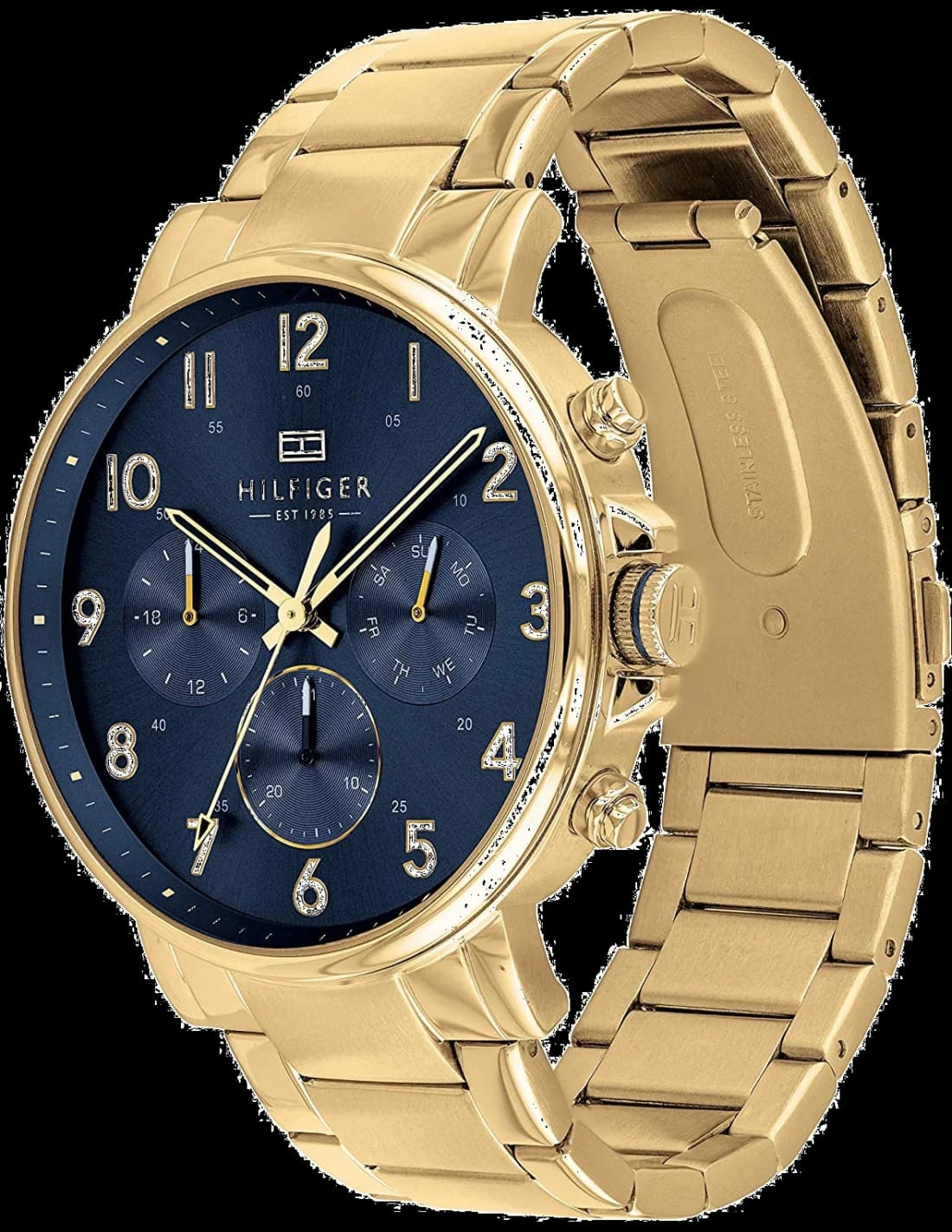 Gros plan sur le cadran bleu de la Tommy Hilfiger 1710384