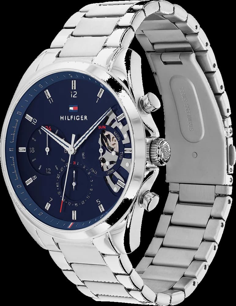 Gros plan sur le cadran bleu de la Tommy Hilfiger 1710448