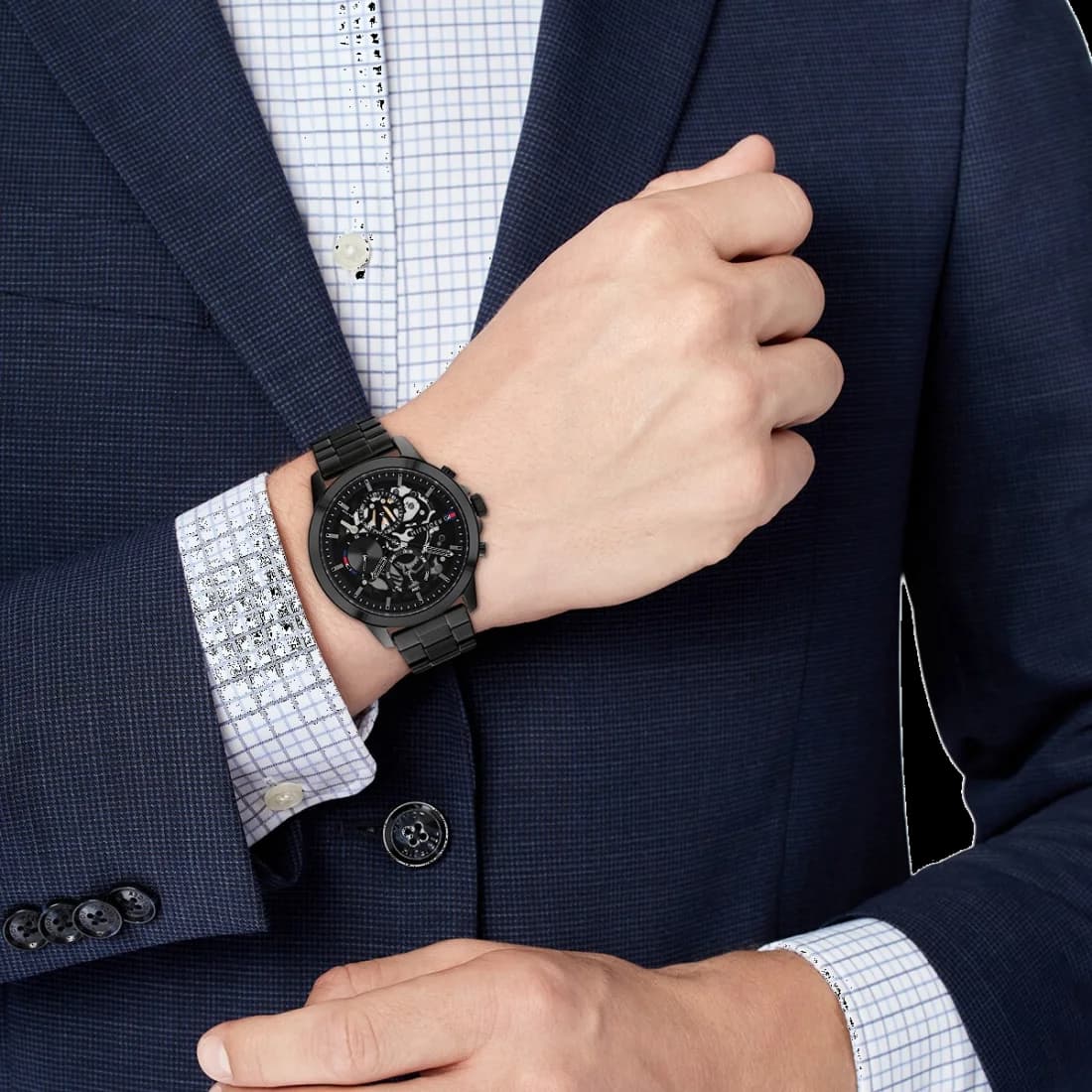 Montre Homme Tommy Hilfiger 1710478 Henry Cadran Squelette et Cuir Noir vue 5