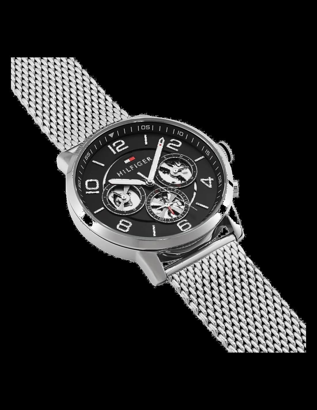 Gros plan sur le cadran noir de la Tommy Hilfiger 1791292