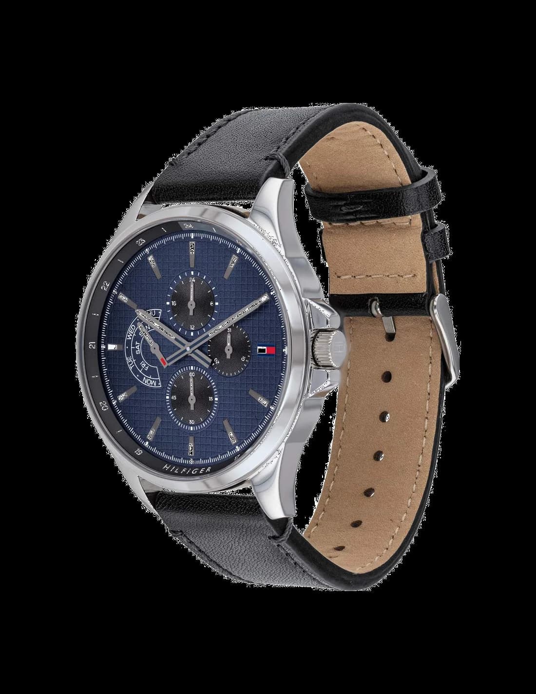 Gros plan sur le cadran bleu de la Tommy Hilfiger 1791616
