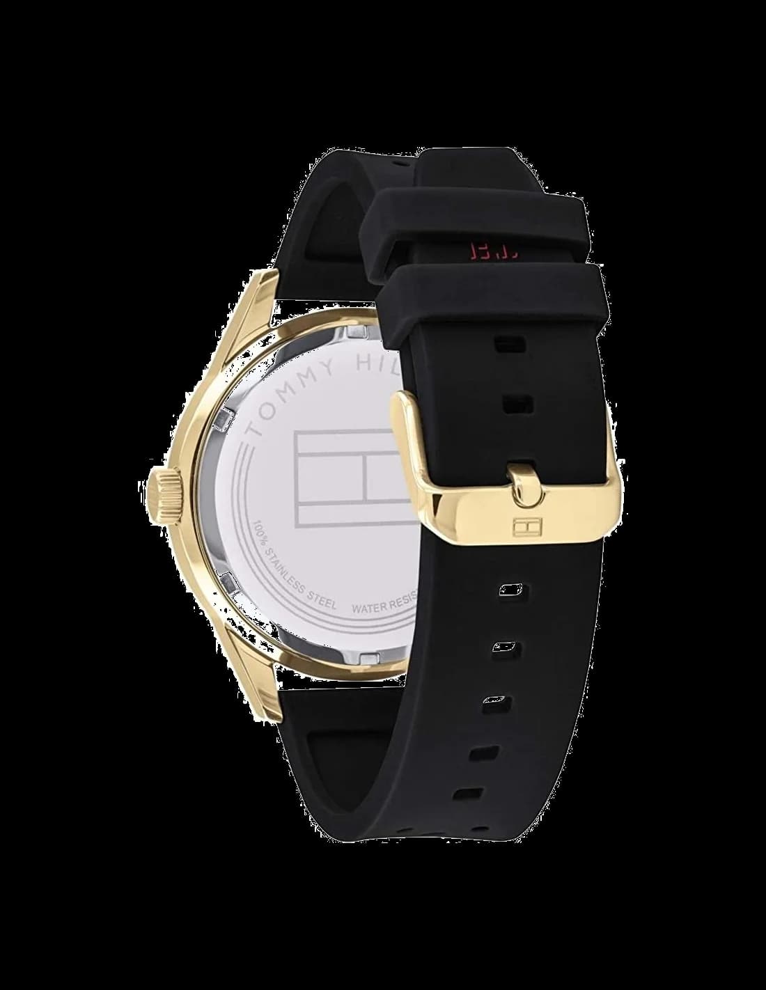 Gros plan sur le cadran noir de la Tommy Hilfiger 1791636