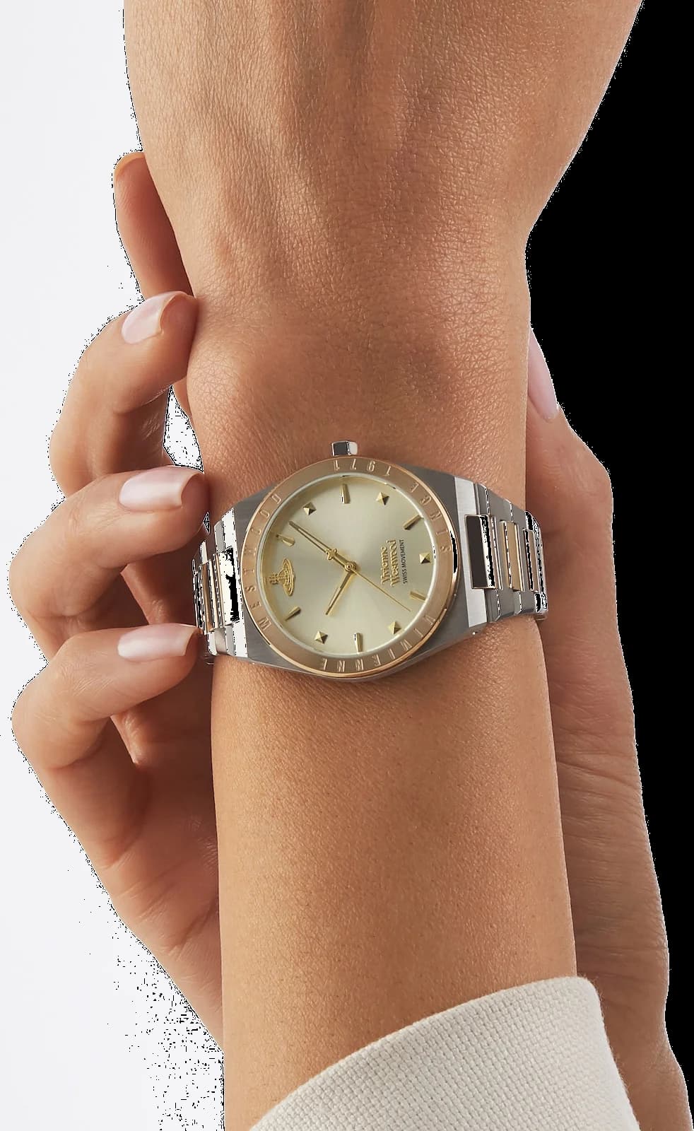 Montre Femme Vivienne Westwood Charterhouse VV244CPSG bracelet bicolore en acier cadran doré vue 7