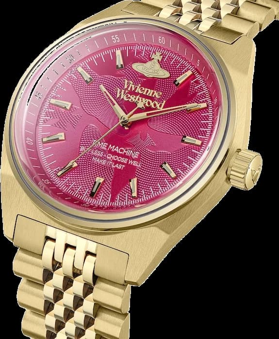Gros plan sur le cadran rose de la Vivienne Westwood VV251RRGD