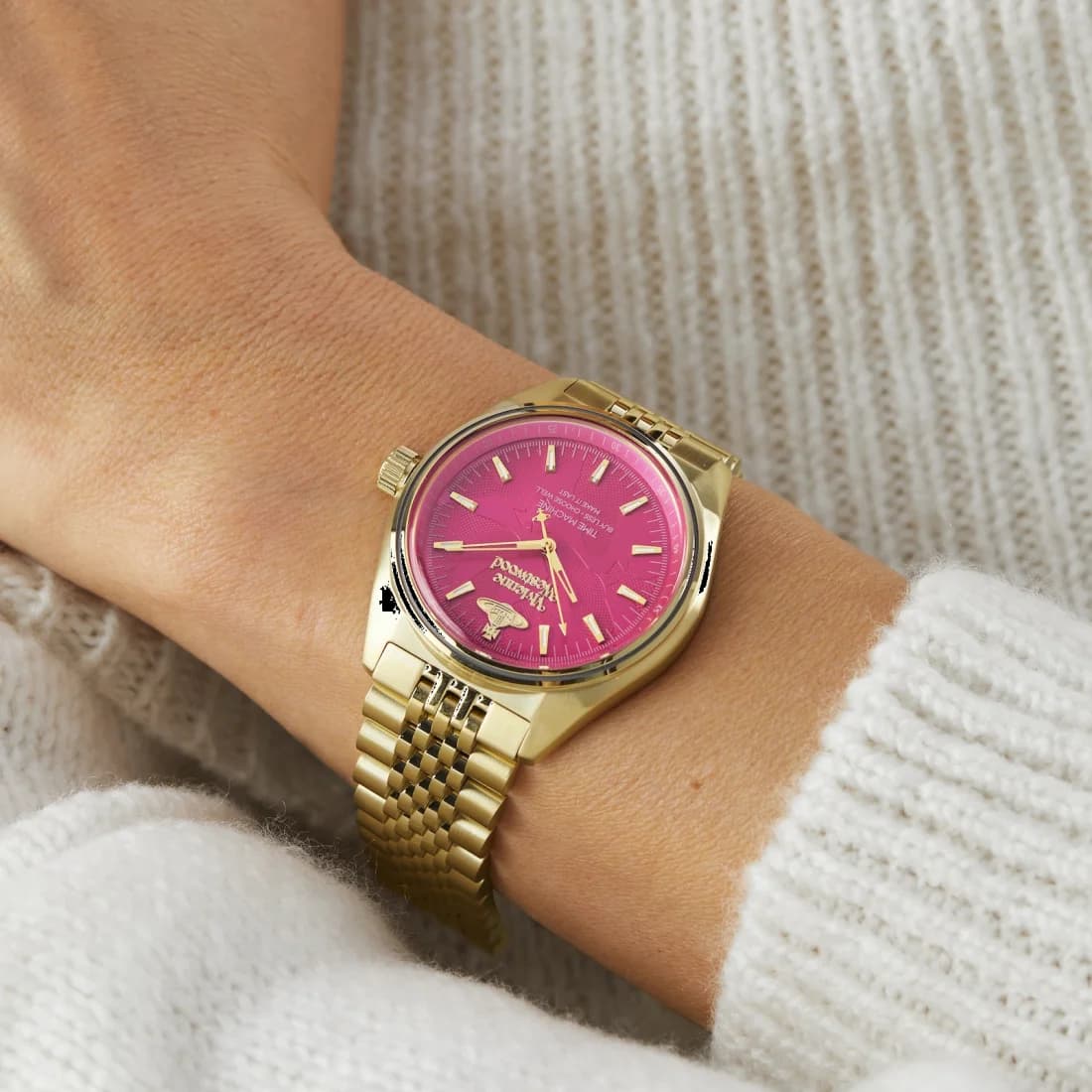 Montre Vivienne Westwood VV251RRGD Lady Sydenham Acier Doré et Cadran Fuchsia vue 6