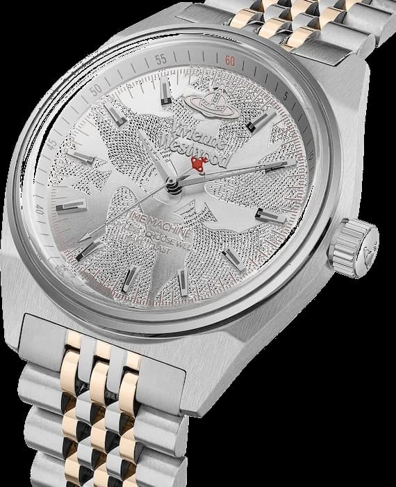 Gros plan sur le cadran argent de la Vivienne Westwood VV251WSSR