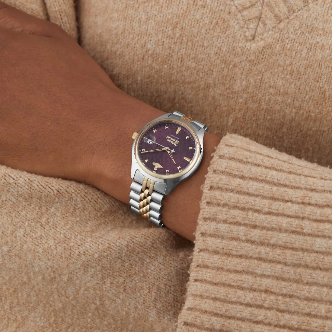 Vivienne Westwood Camberwell VV261BYSG Two-Tone Steel Bracelet Purple Dial Women's Watch vue 8