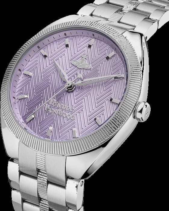 Gros plan sur le cadran violet de la Vivienne Westwood VV281PPSL
