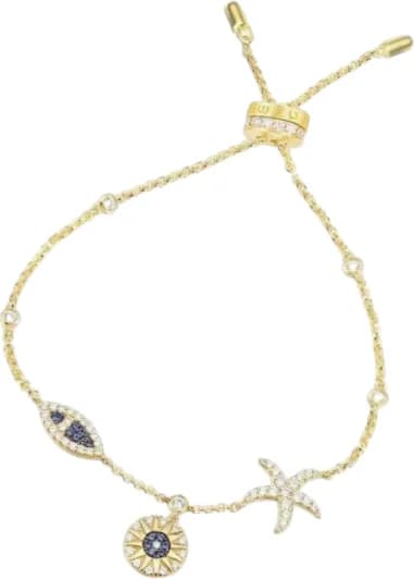APM Monaco AS044-110278 montre femme, bracelet sea luck cristaux blancs or jaune