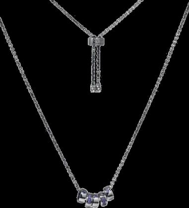 APM Monaco AC6897KBR montre unisexe, collier ajustable noir Morse Code cristaux bleus 5 anneaux