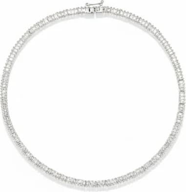APM Monaco 112224 montre femme, collier ras-de-cou pavés rectangulaires zirconiums argent
