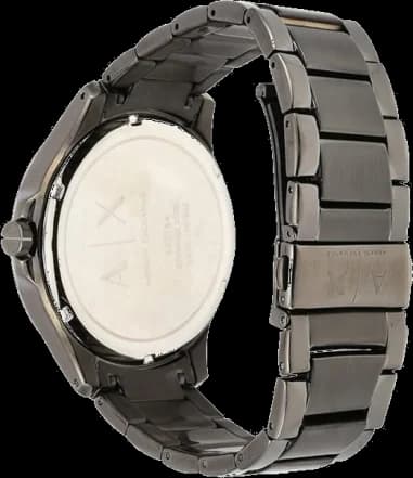 Gros plan sur le cadran argent de la Armani Exchange AX2194