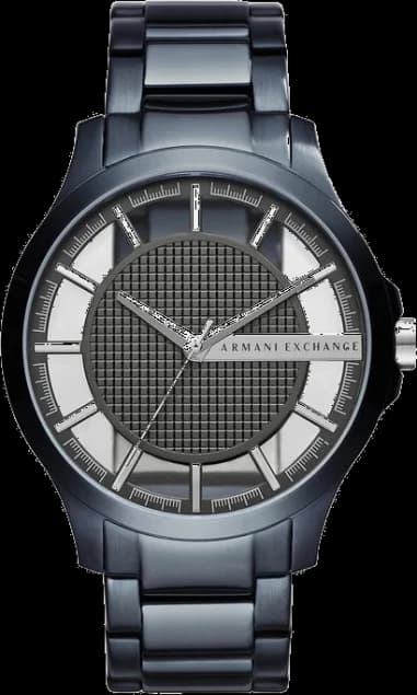 Armani Exchange AX2401 Blue Steel Watch with Transparent Dial