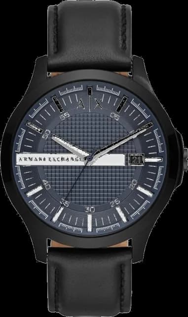 Armani Exchange AX2411 montre homme, cadran bleu, bracelet cuir noir