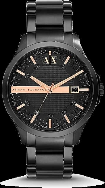 Armani Exchange AX2150 montre homme, cadran noir, bracelet acier noir
