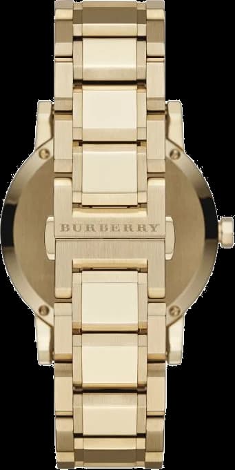 Gros plan sur le cadran or de la Burberry BU9033