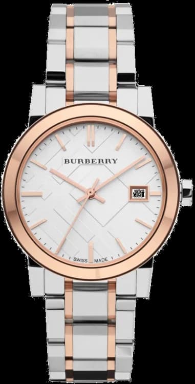 Burberry BU9105 montre femme, cadran argent, bi-ton acier et gold