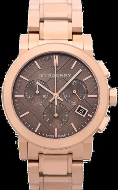 Burberry BU9754 montre unisexe, cadran or rose sur bracelet acier