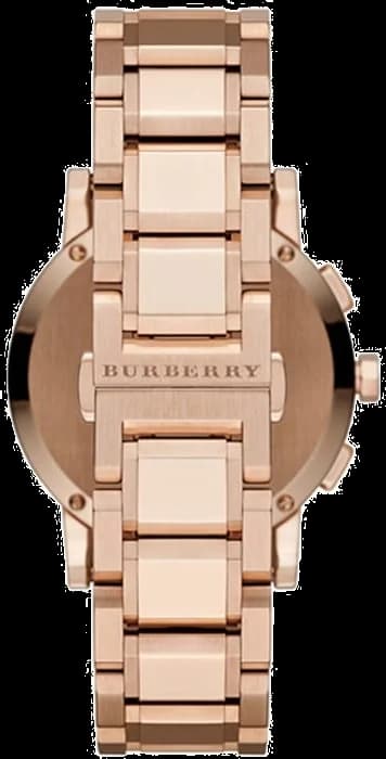 Gros plan sur le cadran or rose de la Burberry BU9754