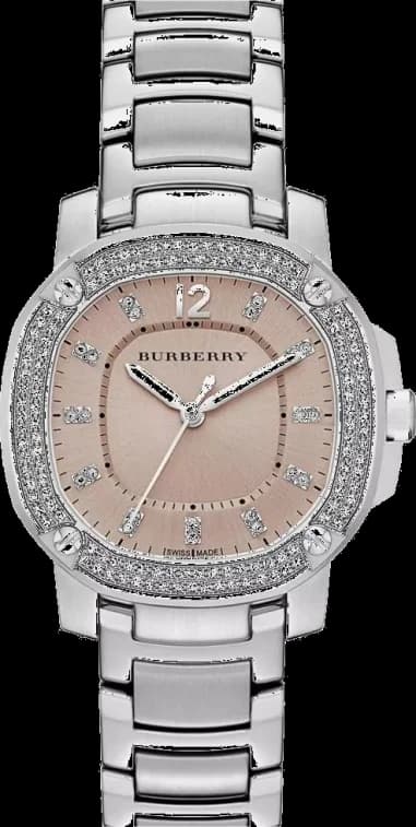 Burberry BBY1803 montre femme, cadran rose avec index cristaux