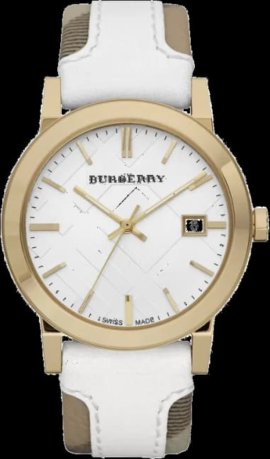 Burberry BU9110 montre femme, cadran blanc sur bracelet cuir bicolore