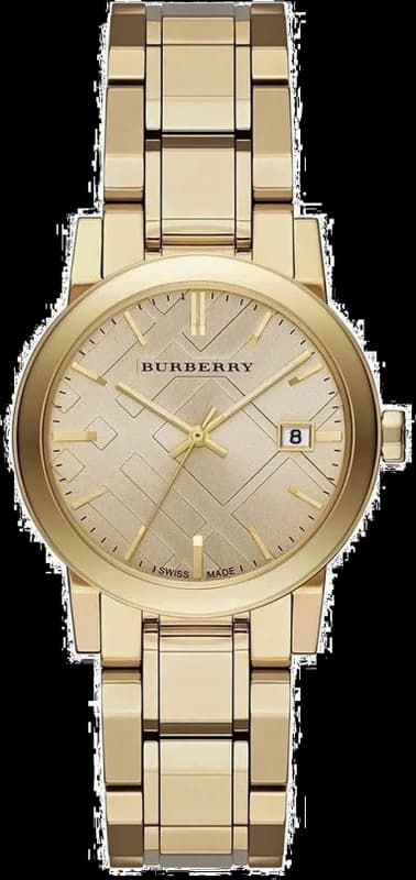 Burberry BU9134 montre femme, city acier doré cadran or