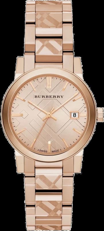 Burberry BU9146 montre femme, cadran or rose sur bracelet acier