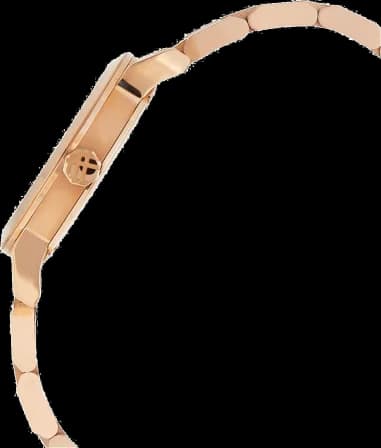 Gros plan sur le cadran or rose de la Burberry BU9146