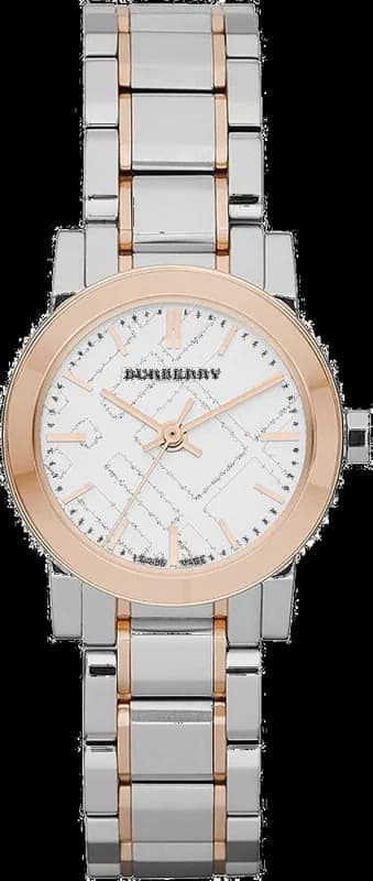 Burberry BU9205 montre femme, cadran blanc, bracelet acier bicolore or rose
