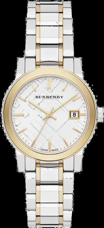 Burberry BU9217 montre femme, au cadran blanc et bracelet acier bicolore