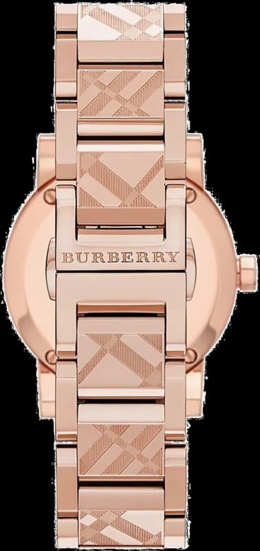 Gros plan sur le cadran or rose de la Burberry BU9235