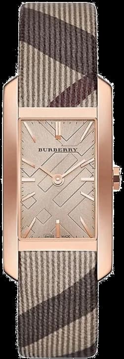 Burberry BU9408 montre femme, cadran or rose et bracelet cuir marron rectangulaire