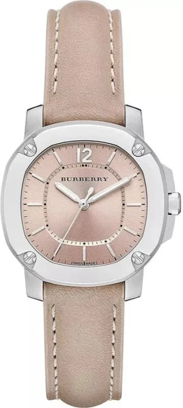 Burberry BBY1700 montre femme, cuir beige et boîtier acier