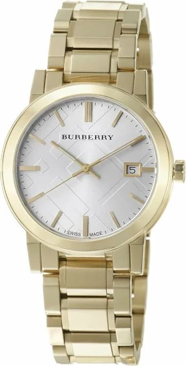 Burberry BU9003 montre homme, cadran argent avec boîtier doré