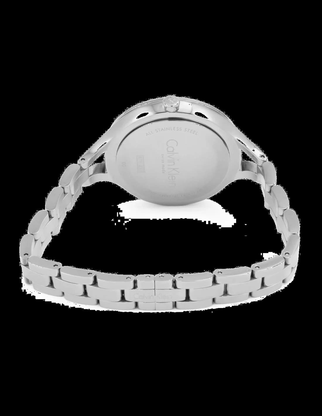 Gros plan sur le cadran argent de la Calvin Klein K7E23B46