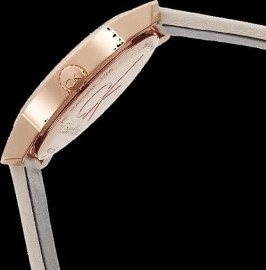 Gros plan sur le cadran beige de la Calvin Klein K2G236X6