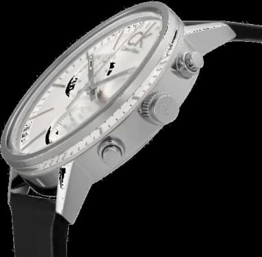 Gros plan sur le cadran argent de la Calvin Klein K7627120