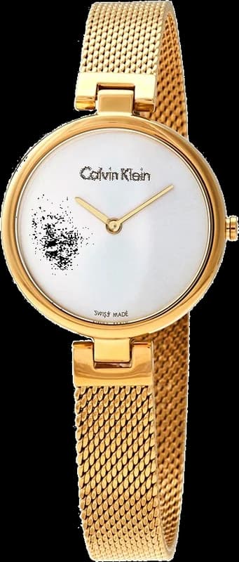 Calvin Klein K8G23526 montre femme, cadran argent, bracelet acier doré