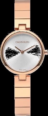 Calvin Klein K8G23646 montre femme, cadran argent, bracelet acier doré rose