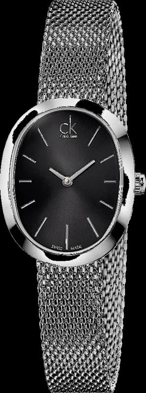 Calvin Klein K3P23121 montre femme, maille milanaise, cadran noir