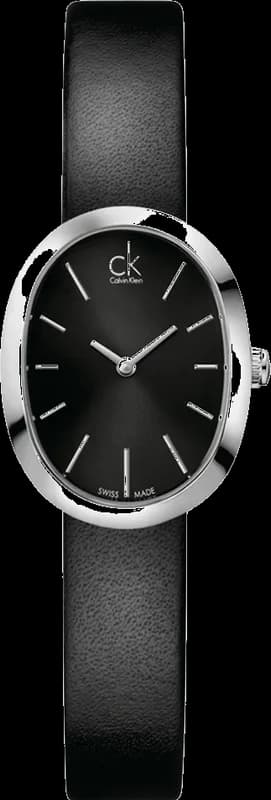 Calvin Klein K3P231C1 montre femme, cadran noir, cuir noir chic