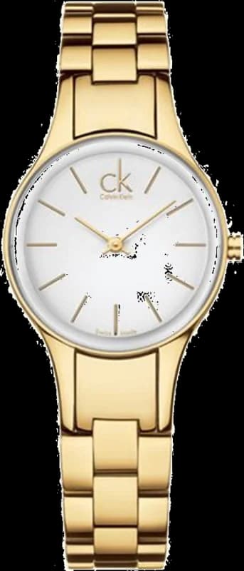 Calvin Klein K4323212 montre femme, cadran blanc et bracelet acier doré