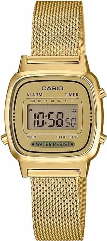 Casio LA670WEMY-9EF montre femme, affichage digital or, maille milanaise dorée