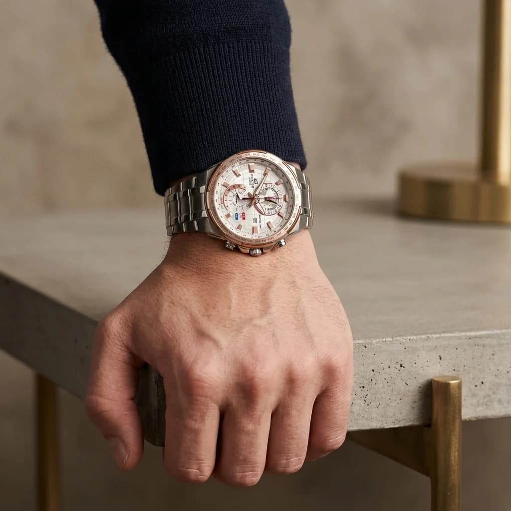 Montre Casio EFR-550D-7AVUEF homme détail cadran argent